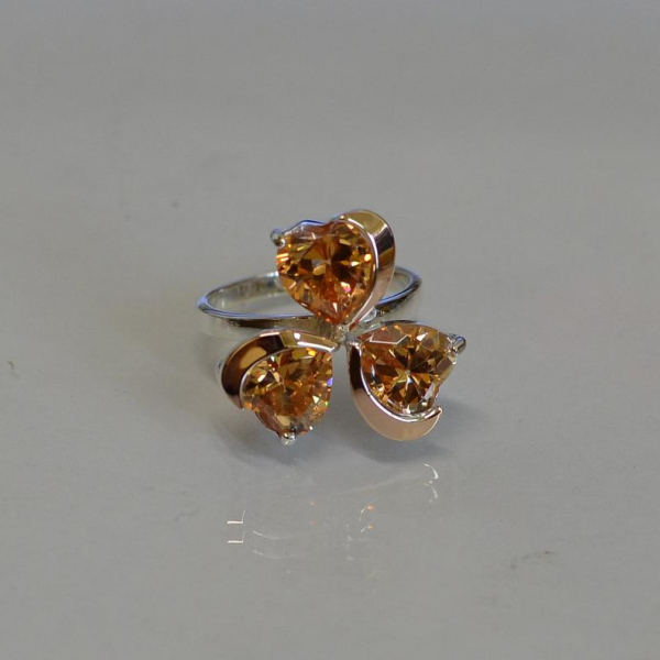 Срібна каблучка з пластинами із золота