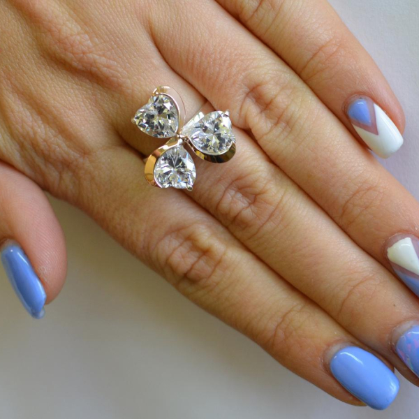 Срібна каблучка з пластинами із золота