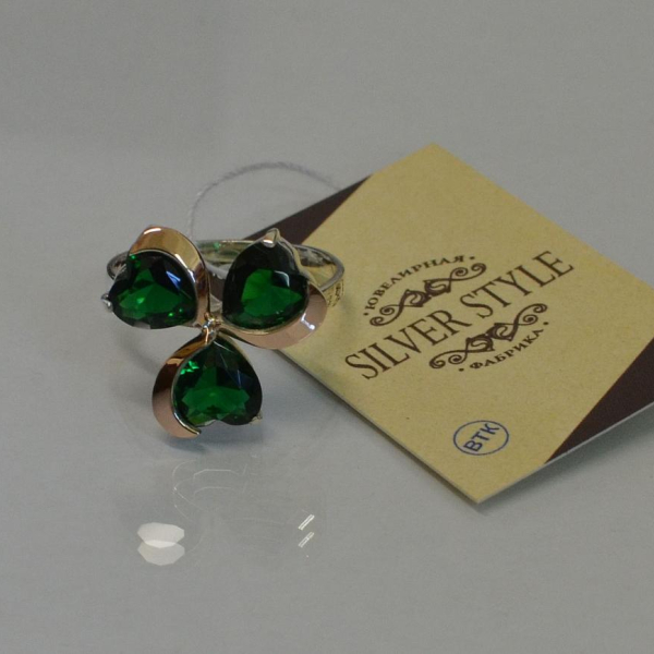 Срібна каблучка з пластинами із золота