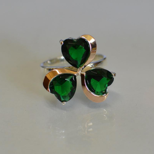 Срібна каблучка з пластинами із золота