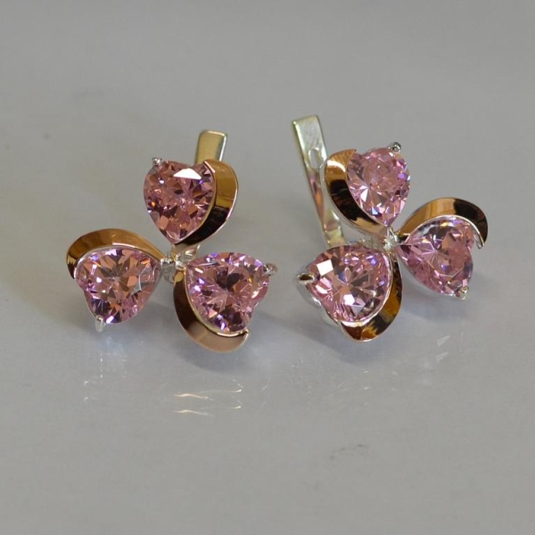 Срібні сережки з золотими напайками