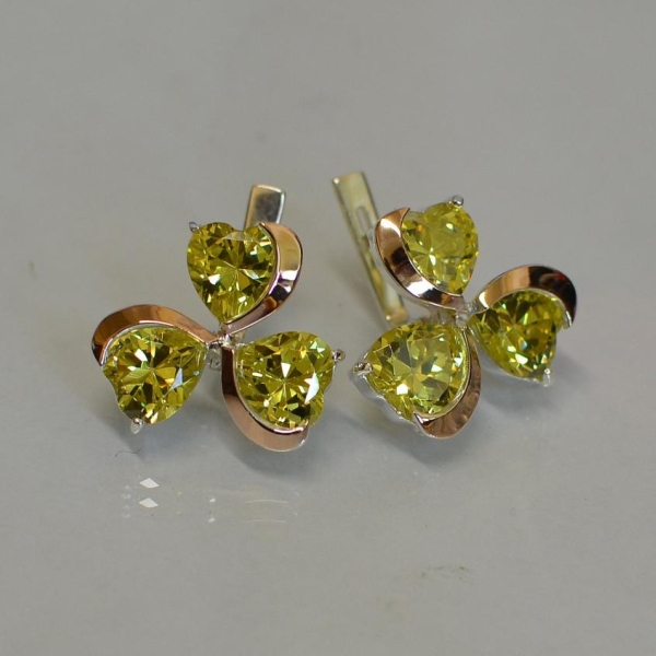 Срібні сережки з золотими напайками