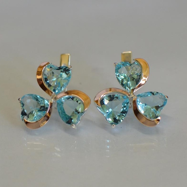 Срібні сережки з золотими напайками