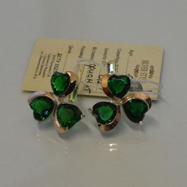 Срібні сережки з золотими напайками