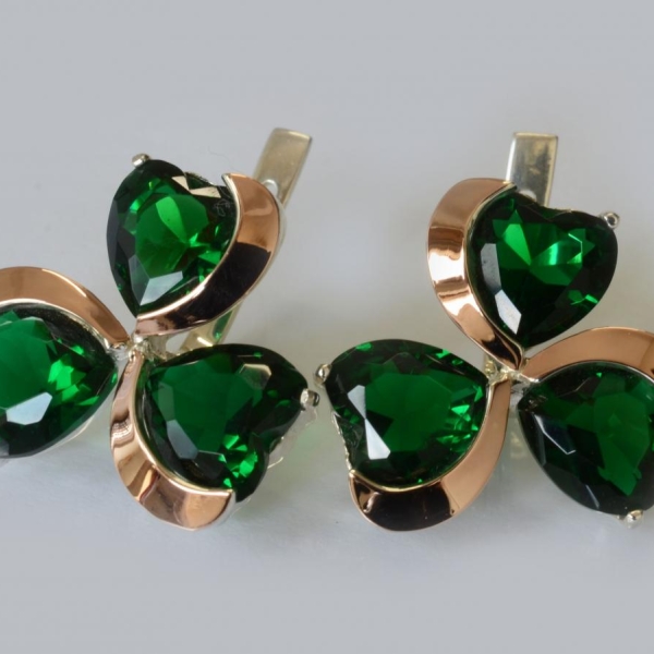 Срібні сережки з золотими напайками