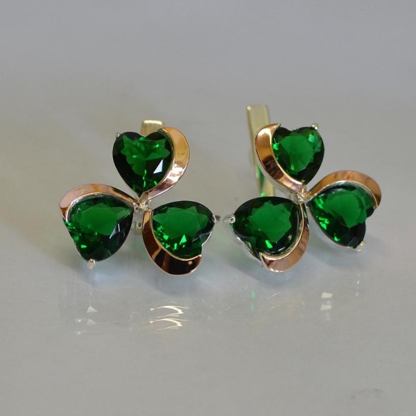 Срібні сережки з золотими напайками