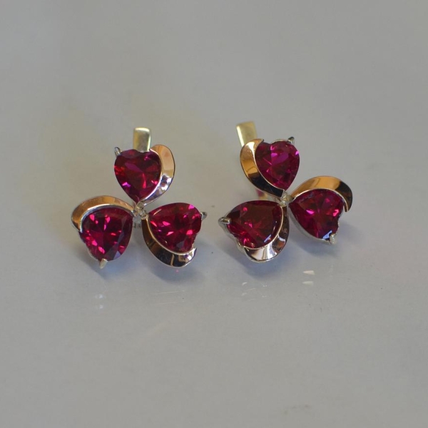 Срібні сережки з золотими напайками