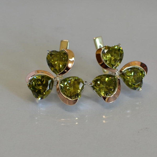 Срібні сережки з золотими напайками