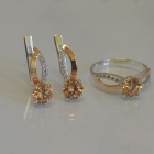 Срібний комплект зі вставками з золота