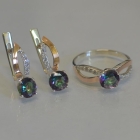 Срібний комплект зі вставками з золота