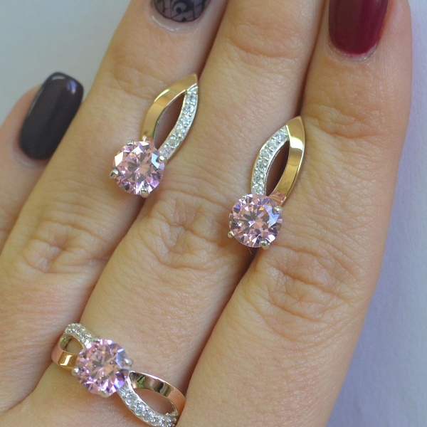 Срібний комплект зі вставками з золота