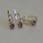 Срібний комплект зі вставками з золота