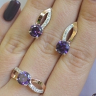 Срібний комплект зі вставками з золота