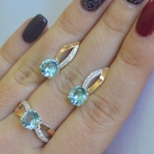 Срібний комплект зі вставками з золота