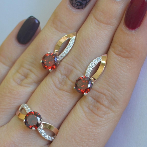 Срібний комплект зі вставками з золота