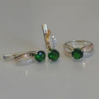 Срібний комплект зі вставками з золота