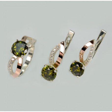 Серебряный комплект со вставками из золота