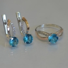 Срібний комплект зі вставками з золота