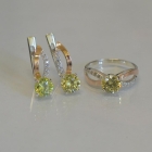 Срібний комплект зі вставками з золота