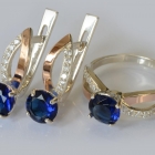 Срібний комплект зі вставками з золота