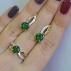 Срібний комплект зі вставками з золота