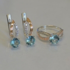 Срібний комплект зі вставками з золота