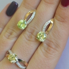 Срібний комплект зі вставками з золота