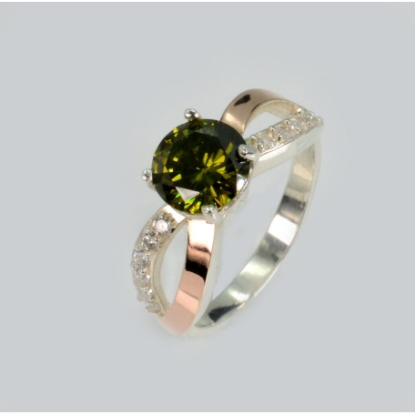 Серебряное кольцо с золотыми вставками