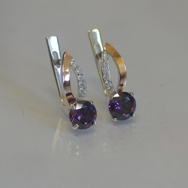 Срібні сережки з золотими накладками