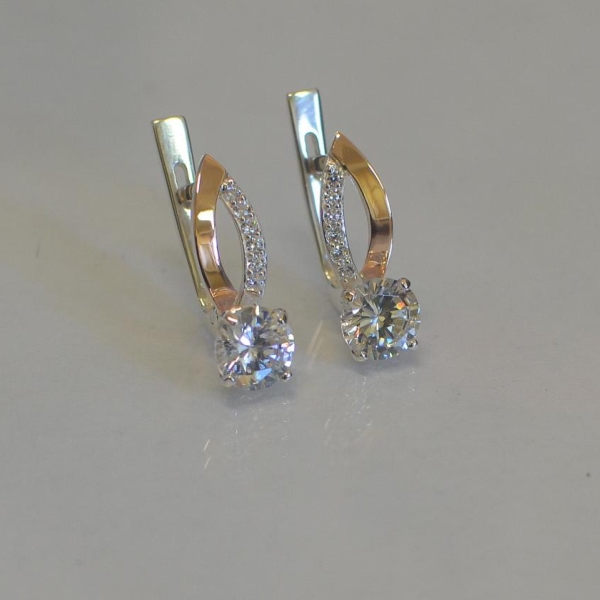 Срібні сережки з золотими накладками