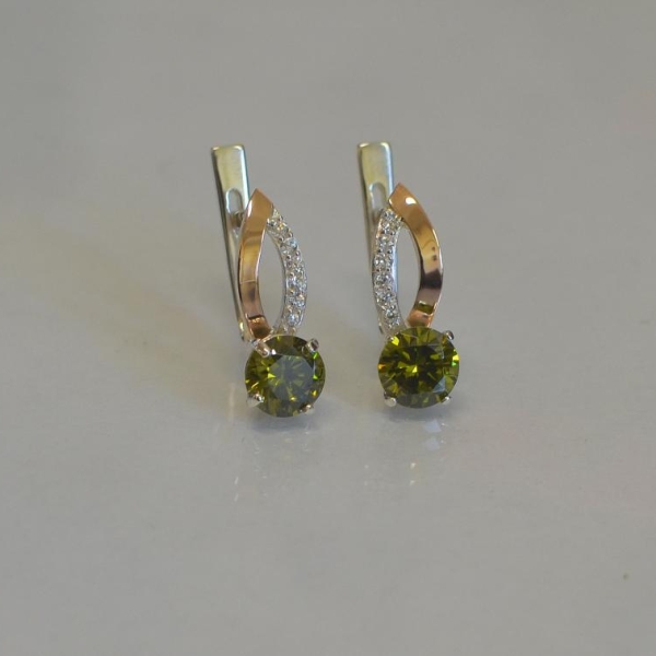 Срібні сережки з золотими накладками