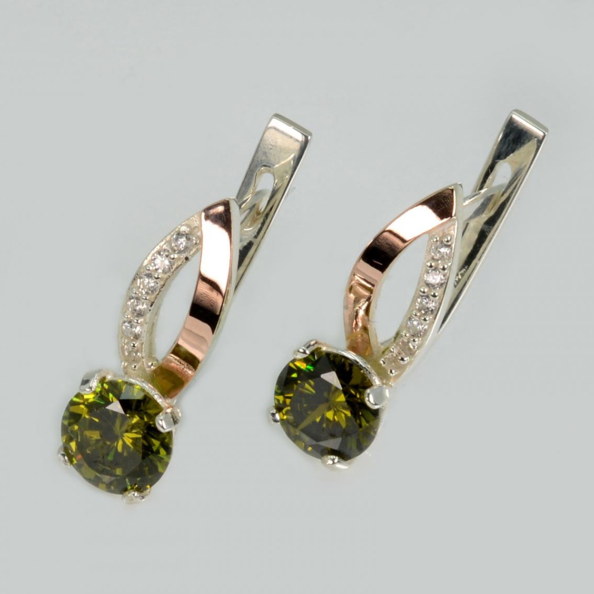 Срібні сережки з золотими накладками