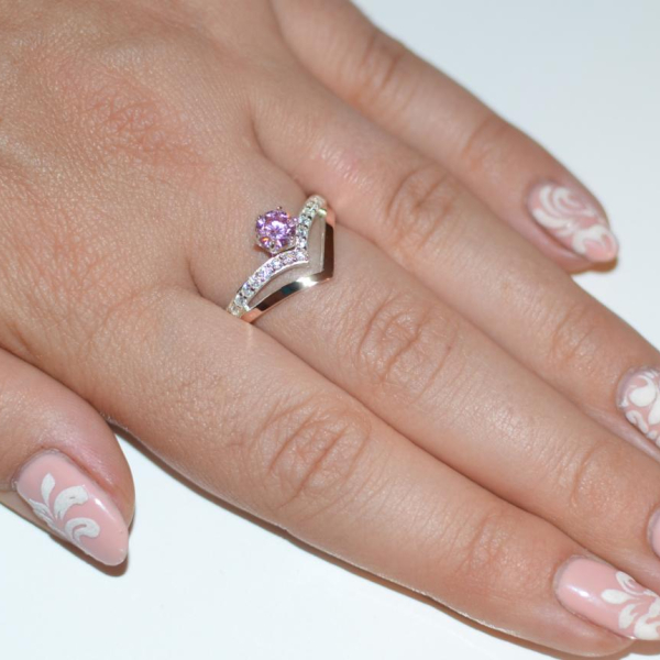 Срібна каблучка з золотими пластинами