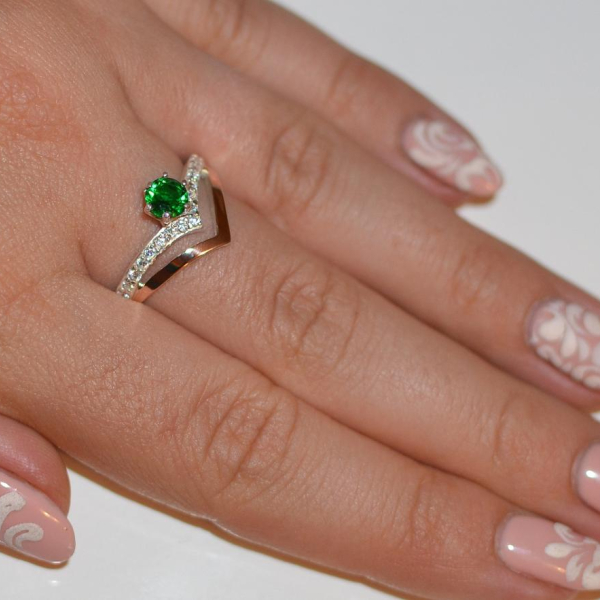 Срібна каблучка з золотими пластинами