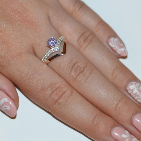 Срібна каблучка з золотими пластинами