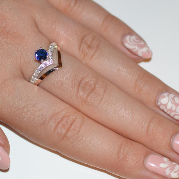 Срібна каблучка з золотими пластинами