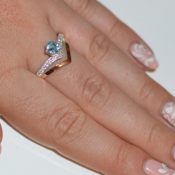 Срібна каблучка з золотими пластинами