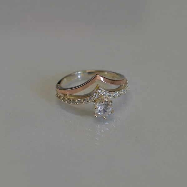 Срібна каблучка з золотими пластинами