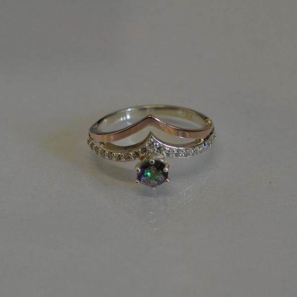 Срібна каблучка з золотими пластинами