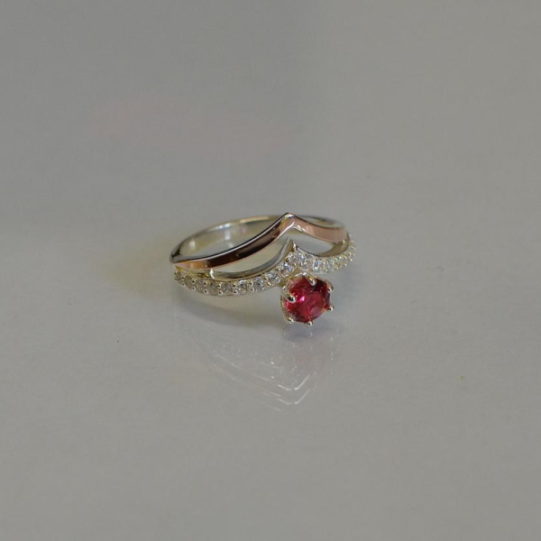 Срібна каблучка з золотими пластинами