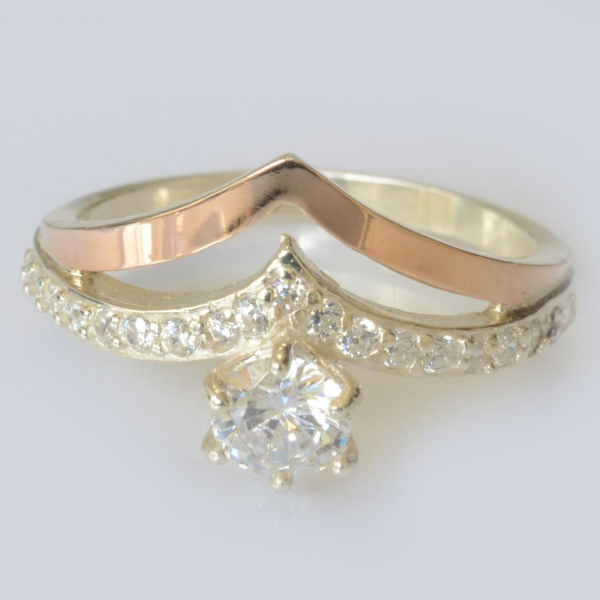 Срібна каблучка з золотими пластинами