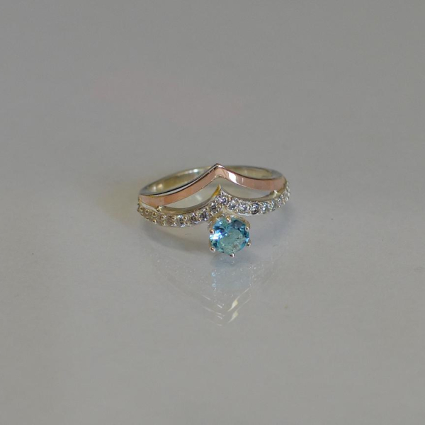 Срібна каблучка з золотими пластинами