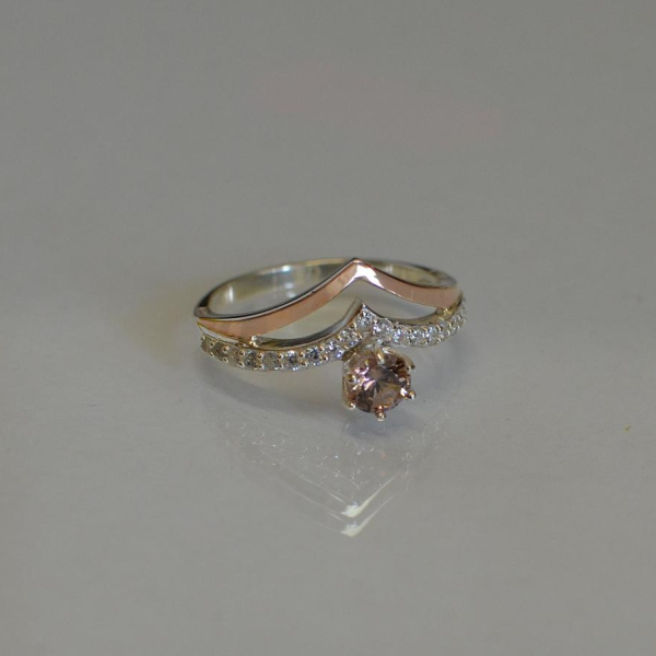 Срібна каблучка з золотими пластинами