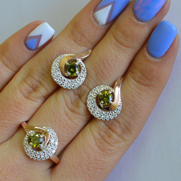 Срібний набір з золотими накладками