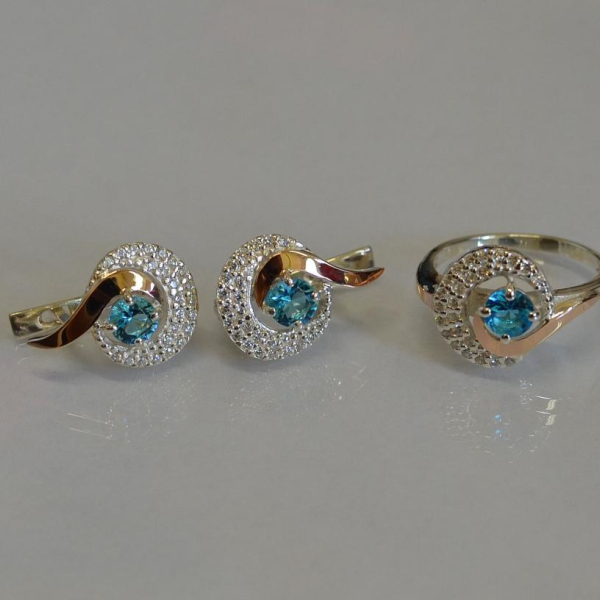 Срібний набір з золотими накладками