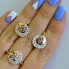 Срібний набір з золотими накладками