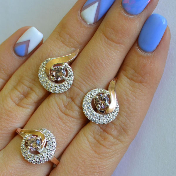 Срібний набір з золотими накладками