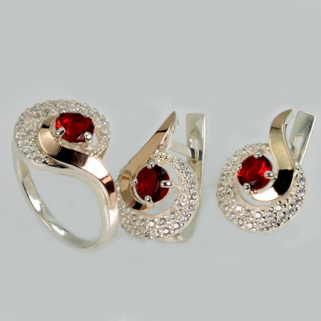 Срібний набір з золотими накладками