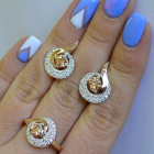 Срібний набір з золотими накладками