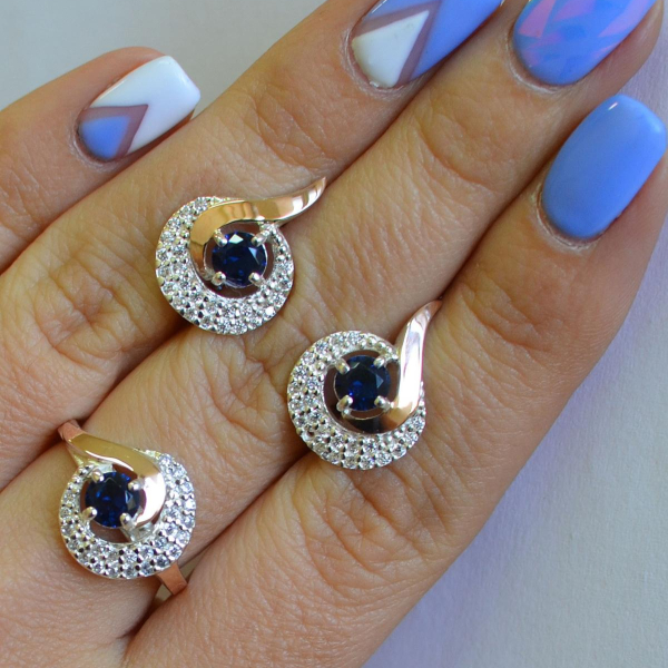 Срібний набір з золотими накладками